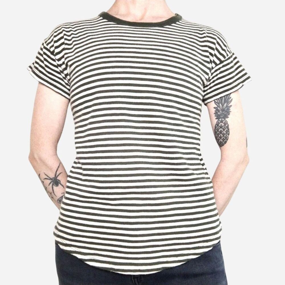 Madewell Striped Tee Size XS Green White